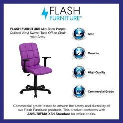 Flash Furniture Mid-Back Quilted Vinyl Task Chair With Nylon Arms, Purple -Cheap The Flex Chair Store unnamed file 4816