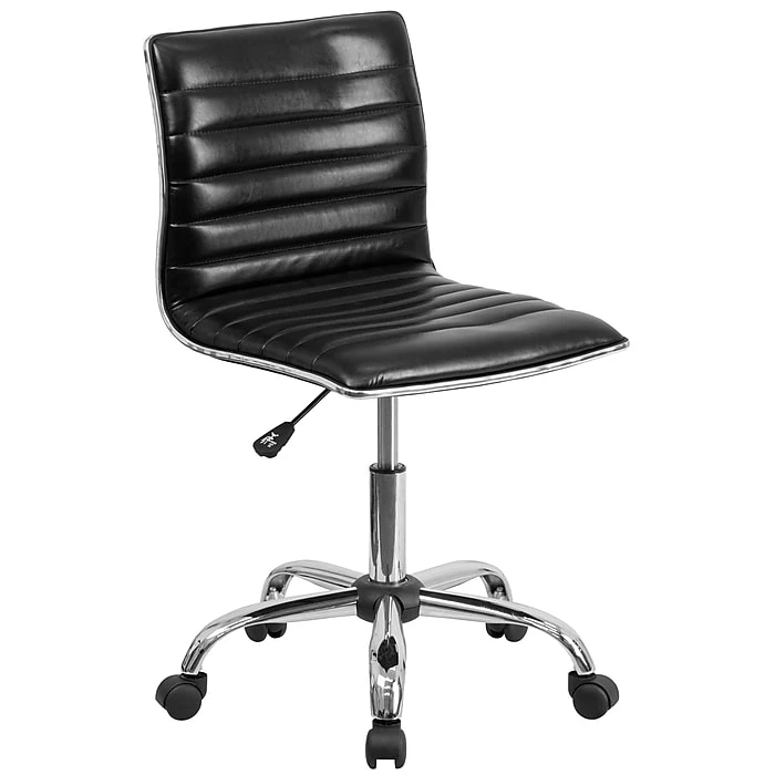 Flash Furniture Vinyl Low Back Armless Ribbed Designer Swivel Task Chair, Black (DS512BBK) 3 Flash Furniture Vinyl Low Back Armless Ribbed Designer Swivel Task Chair, Black (DS512BBK)