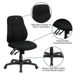 Flash Furniture BT90297M Fabric-Upholstered Mid-Back Multi-Functional Ergo Swivel Task Chair, Black -Cheap The Flex Chair Store unnamed file 4840