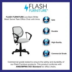 Flash Furniture Fabric Mid-Back Task Chair With Capped Arm, White -Cheap The Flex Chair Store unnamed file 4852