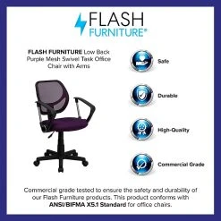 Flash Furniture Mid-Back Task And Computer Chair With Arm, Purple -Cheap The Flex Chair Store unnamed file 488