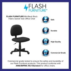 Flash Furniture 31" - 37 1/2" Fabric Ergonomic Task Chairs (BT660BLK) -Cheap The Flex Chair Store unnamed file 4892