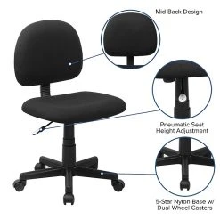 Flash Furniture 31" - 37 1/2" Fabric Ergonomic Task Chairs (BT660BLK) -Cheap The Flex Chair Store unnamed file 4893