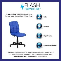 Flash Furniture Mid-Back Quilted Vinyl Task Chair, Blue -Cheap The Flex Chair Store unnamed file 4989