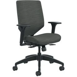 HON Solve Upholstered Charcoal ReActiv Back Mid-Back Task Chair, Ink Seat Fabric (HONSVU1ACLC10TK)
