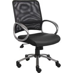 Boss Mesh Back W/ Pewter Finish Task Chair, Black (B6406)