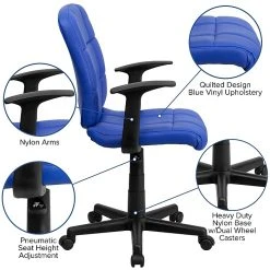Flash Furniture Mid-Back Quilted Vinyl Task Chair With Nylon Arms, Blue -Cheap The Flex Chair Store unnamed file 5117