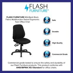 Flash Furniture BT90297S Mid-Back Fabric Multi-Functional Ergonomic Swivel Task Chair In Black -Cheap The Flex Chair Store unnamed file 5148
