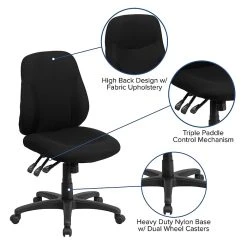 Flash Furniture BT90297S Mid-Back Fabric Multi-Functional Ergonomic Swivel Task Chair In Black -Cheap The Flex Chair Store unnamed file 5150
