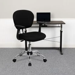 Flash Furniture Mid Back Mesh Task Chair With Arms And Chrome Base, Black -Cheap The Flex Chair Store unnamed file 5155
