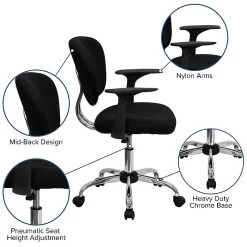 Flash Furniture Mid Back Mesh Task Chair With Arms And Chrome Base, Black -Cheap The Flex Chair Store unnamed file 5158