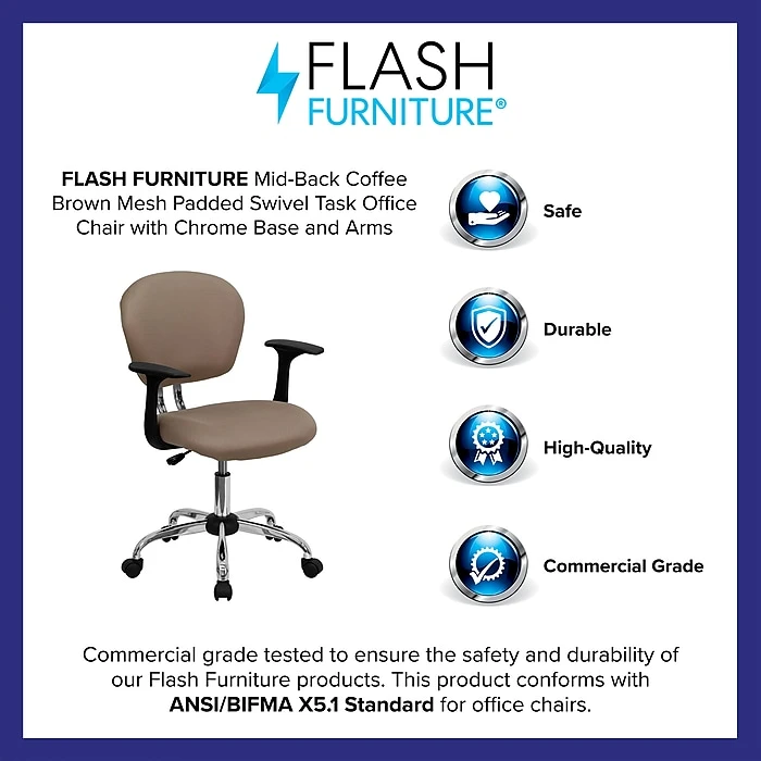 Flash Furniture Mesh Task Chairs With Arms And Chrome Base (H2376FCOFARMS) 5 Flash Furniture Mesh Task Chairs With Arms And Chrome Base (H2376FCOFARMS) - Image 3