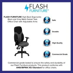Flash Furniture Mesh Ergonomic Task Chair With Adjustable Arms, Black/Gray -Cheap The Flex Chair Store unnamed file 5246