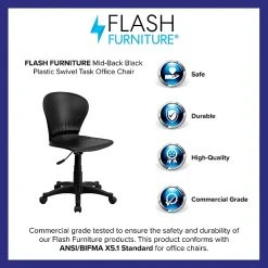 Flash Furniture Plastic Mid-Back Swivel Task Chair, Black -Cheap The Flex Chair Store unnamed file 5255