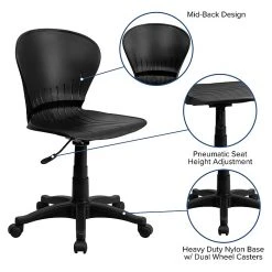 Flash Furniture Plastic Mid-Back Swivel Task Chair, Black -Cheap The Flex Chair Store unnamed file 5257