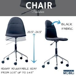 Techni Mobili Tufted Armless Task Chair, Black -Cheap The Flex Chair Store unnamed file 5276