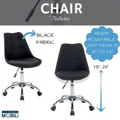Techni Mobili Tufted Armless Task Chair, Black -Cheap The Flex Chair Store unnamed file 5279