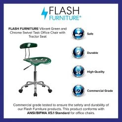 Flash Furniture Chrome Low Back Computer Task Chair With Tractor Seat, Vibrant Green -Cheap The Flex Chair Store unnamed file 530