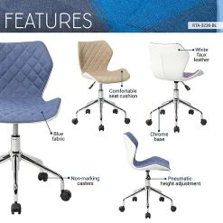 Techni Mobili Modern Height Adjustable Office Task Chair, Blue -Cheap The Flex Chair Store unnamed file 5310