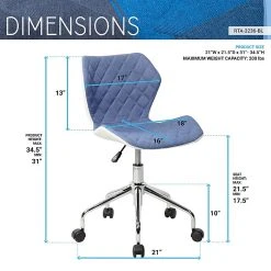 Techni Mobili Modern Height Adjustable Office Task Chair, Blue -Cheap The Flex Chair Store unnamed file 5311