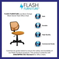 Flash Furniture Fabric Mid-back Task Chair, Orange -Cheap The Flex Chair Store unnamed file 5326