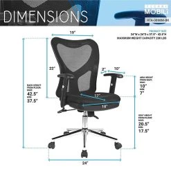 Techni Mobili Mesh Back Fabric Task Chair, Black (RTA-0098M-BK) -Cheap The Flex Chair Store unnamed file 5336