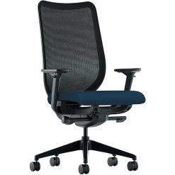 HON Nucleus Ilira-Stretch Mesh/Fabric Task Chair, Black/Navy, Adjustable Arms (HONN103CU98)