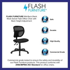 Flash Furniture Mid Back Mesh Task Chair With Fabric Seat, Black -Cheap The Flex Chair Store unnamed file 5356