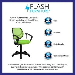 Flash Furniture Fabric Mid-Back Task Chair With Arm, Green -Cheap The Flex Chair Store unnamed file 5362