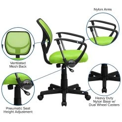 Flash Furniture Fabric Mid-Back Task Chair With Arm, Green -Cheap The Flex Chair Store unnamed file 5363