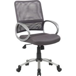 Boss Mesh Back W/ Pewter Finish Task Chair, Gray (B6416-CG)