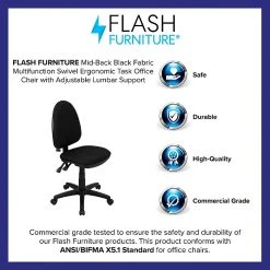 Flash Furniture Mid-Back Fabric Multi-Functional Task Chairs W/Lumbar Support (WLA654MGBK) -Cheap The Flex Chair Store unnamed file 5392