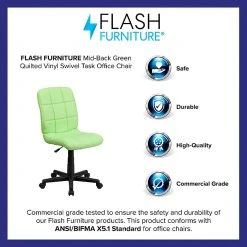 Flash Furniture Mid-Back Quilted Vinyl Task Chair, Green -Cheap The Flex Chair Store unnamed file 5421