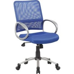 Boss Mesh Back W/ Pewter Finish Task Chair, Blue (B6416-BE)