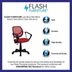 Flash Furniture Fabric Mid-Back Task Chair With Capped Arm, Red -Cheap The Flex Chair Store unnamed file 5434