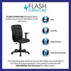 Flash Furniture Mid-Back Quilted Vinyl Task Chair With Nylon Arms, Black -Cheap The Flex Chair Store unnamed file 5442