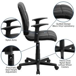 Flash Furniture Mid-Back Quilted Vinyl Task Chair With Nylon Arms, Black -Cheap The Flex Chair Store unnamed file 5444