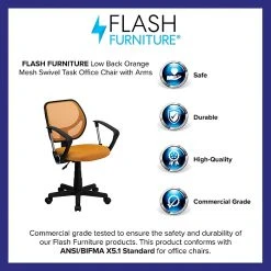 Flash Furniture Fabric Mid-Back Task Chair With Capped Arm, Orange -Cheap The Flex Chair Store unnamed file 5451
