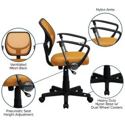 Flash Furniture Fabric Mid-Back Task Chair With Capped Arm, Orange -Cheap The Flex Chair Store unnamed file 5452