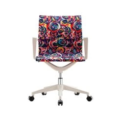 The Raynor Group Elizabeth Sutton Wynwood Fabric Swivel Task Chair, Multi Rose White Silver (K-ESWY-WHT-ROSE-SIL)