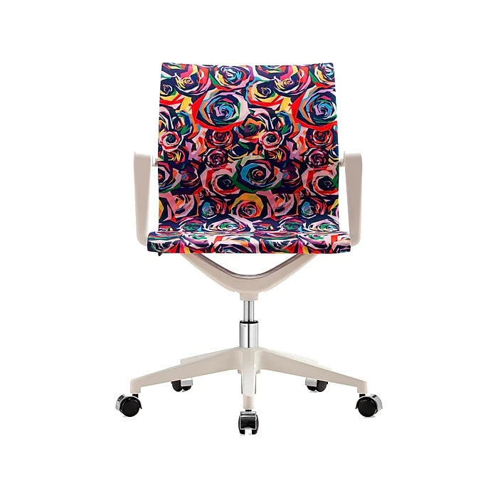 The Raynor Group Elizabeth Sutton Wynwood Fabric Swivel Task Chair, Multi Rose White Silver (K-ESWY-WHT-ROSE-SIL) 3 The Raynor Group Elizabeth Sutton Wynwood Fabric Swivel Task Chair, Multi Rose White Silver (K-ESWY-WHT-ROSE-SIL)