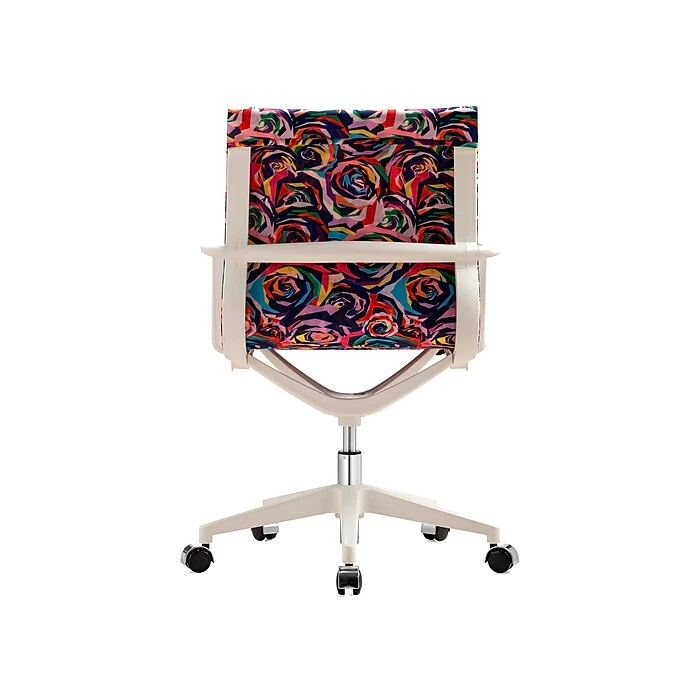 The Raynor Group Elizabeth Sutton Wynwood Fabric Swivel Task Chair, Multi Rose White Silver (K-ESWY-WHT-ROSE-SIL) 6 The Raynor Group Elizabeth Sutton Wynwood Fabric Swivel Task Chair, Multi Rose White Silver (K-ESWY-WHT-ROSE-SIL) - Image 4