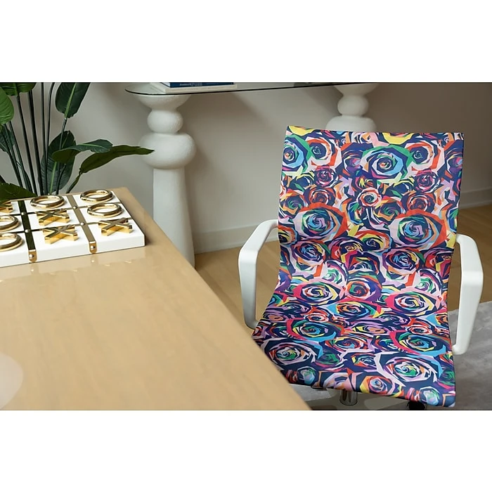 The Raynor Group Elizabeth Sutton Wynwood Fabric Swivel Task Chair, Multi Rose White Silver (K-ESWY-WHT-ROSE-SIL) 7 The Raynor Group Elizabeth Sutton Wynwood Fabric Swivel Task Chair, Multi Rose White Silver (K-ESWY-WHT-ROSE-SIL) - Image 5