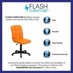Flash Furniture Mid-Back Quilted Vinyl Task Chair, Orange -Cheap The Flex Chair Store unnamed file 5536