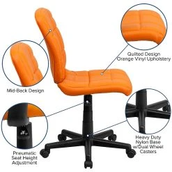 Flash Furniture Mid-Back Quilted Vinyl Task Chair, Orange -Cheap The Flex Chair Store unnamed file 5538
