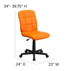 Flash Furniture Mid-Back Quilted Vinyl Task Chair, Orange -Cheap The Flex Chair Store unnamed file 5539