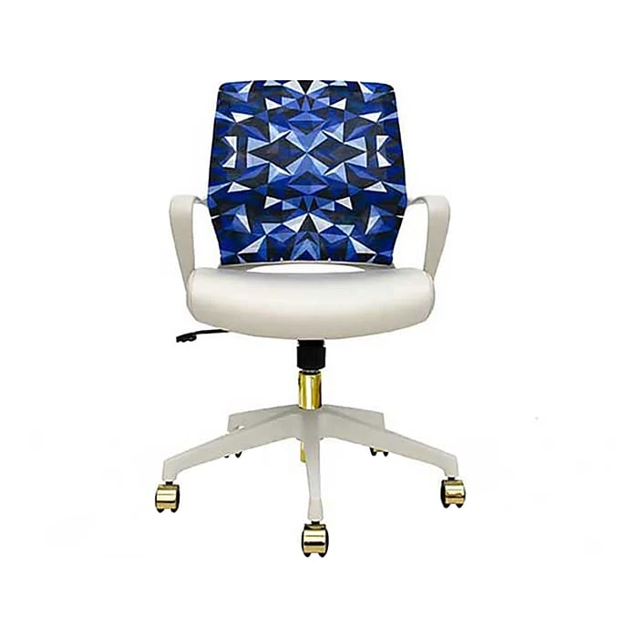 The Raynor Group Elizabeth Sutton Gramercy Fabric Swivel Task Chair, Blue Prism White Gold (K-ESGR-WHT-PRSM-GLD) 3 The Raynor Group Elizabeth Sutton Gramercy Fabric Swivel Task Chair, Blue Prism White Gold (K-ESGR-WHT-PRSM-GLD)