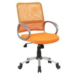 Boss Mesh Back W/ Pewter Finish Task Chair, Orange (B6416-OR)