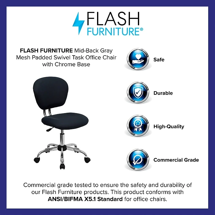 Flash Furniture Mesh Task Chairs With Chrome Base (H2376FGY) 6 Flash Furniture Mesh Task Chairs With Chrome Base (H2376FGY) - Image 4