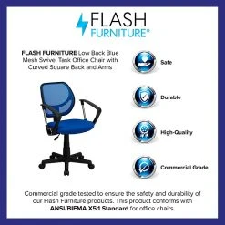 Flash Furniture Fabric Mid-Back Task Chair With Arm, Blue -Cheap The Flex Chair Store unnamed file 5634